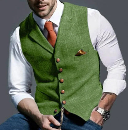 Classic Slim Fit Mens Suit Vest with Six Button Closure