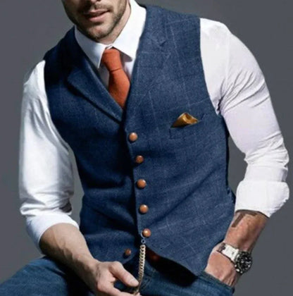 Classic Slim Fit Mens Suit Vest with Six Button Closure