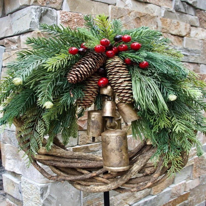 Bohemian Style Christmas Wreath with Handmade Vine and Dried Floral Décor