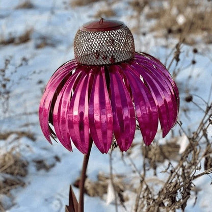 Outdoor Coneflower Bird Feeder with Durable Metal Seed Dish