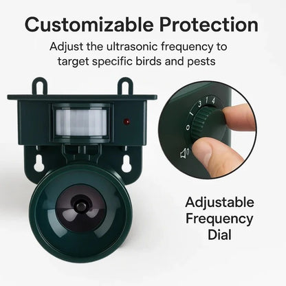 Outdoor Solar-Powered Motion-Activated Bird Deterrent Sound Device