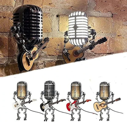 Metal Robot Desk Lamp, Guitar and Microphone Design