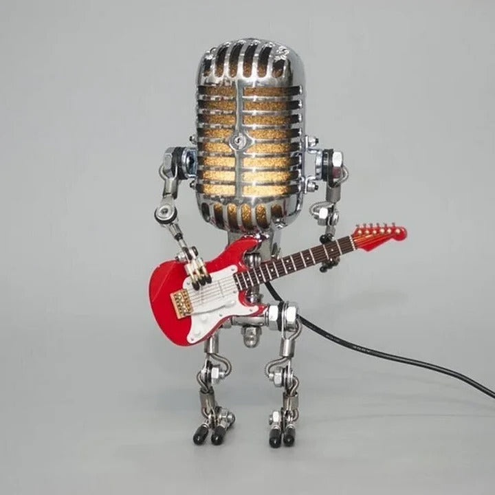 Metal Robot Desk Lamp, Guitar and Microphone Design