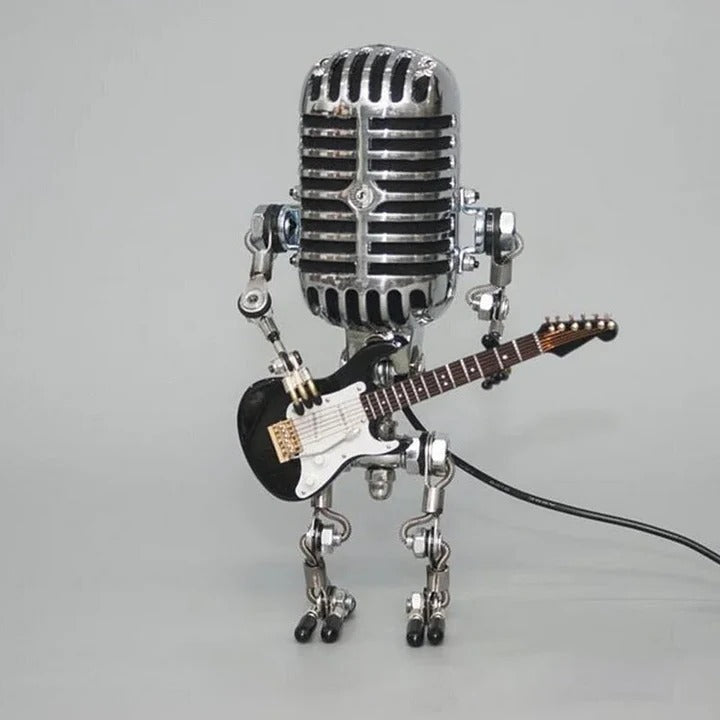 Metal Robot Desk Lamp, Guitar and Microphone Design