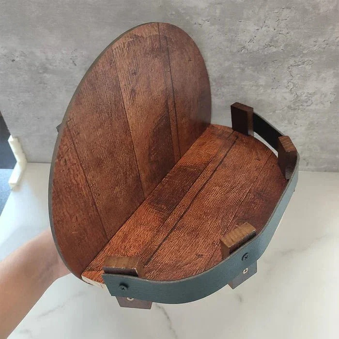 Whiskey Barrel Stave Shelf with Reclaimed Wood Design