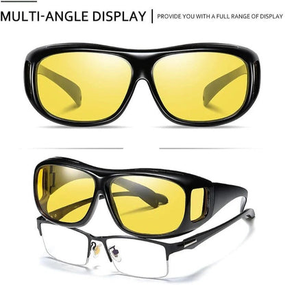 Yellow Tinted Fit Over Glasses for Low Light Use