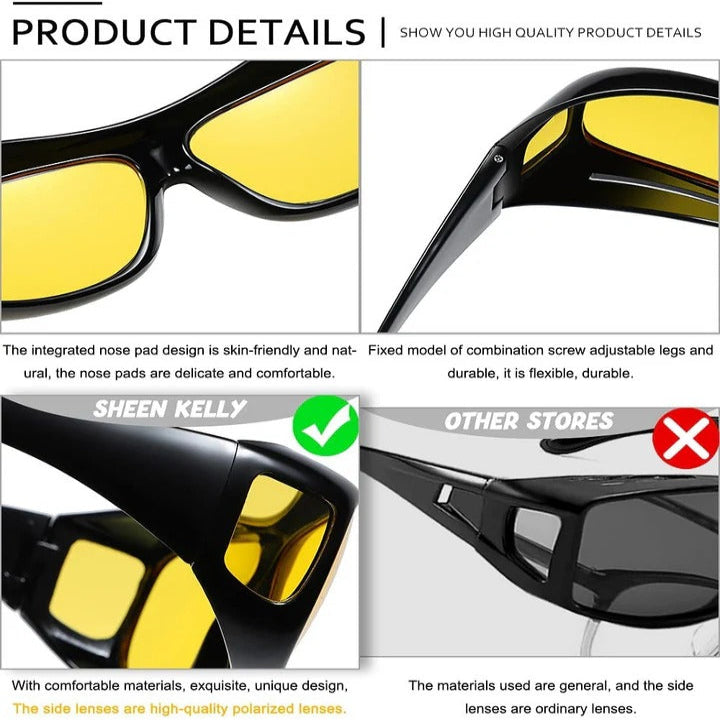 Yellow Tinted Fit Over Glasses for Low Light Use