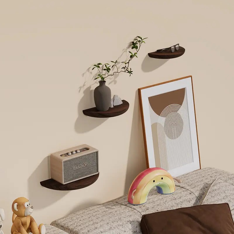 Half-Round Wooden Floating Wall Shelf