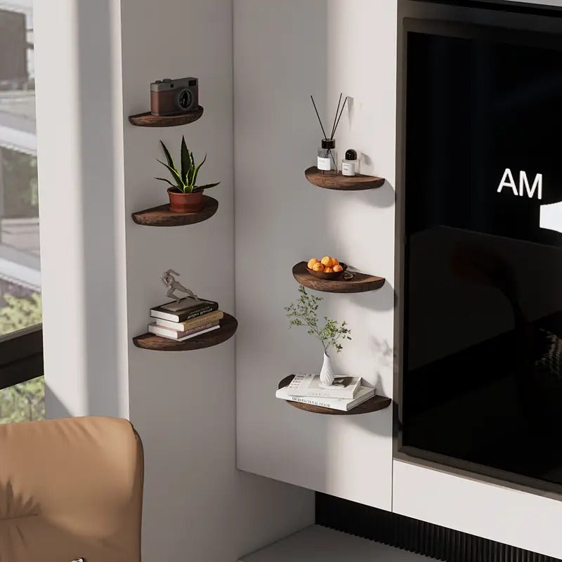Half-Round Wooden Floating Wall Shelf