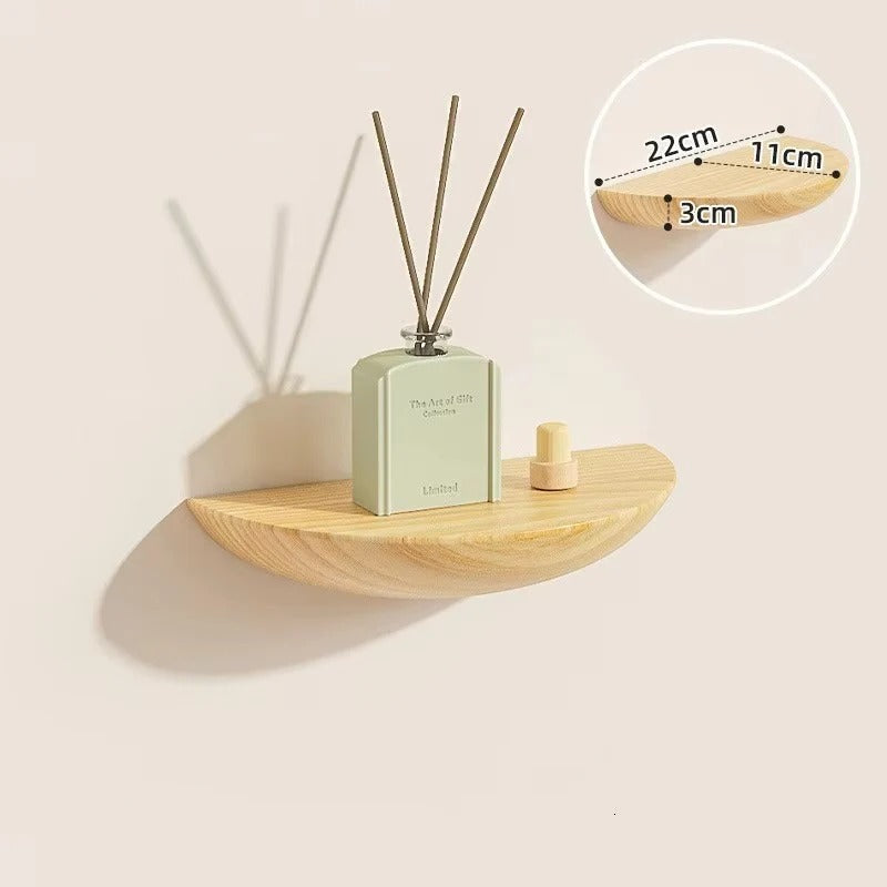 Half-Round Wooden Floating Wall Shelf