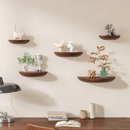Half-Round Wooden Floating Wall Shelf