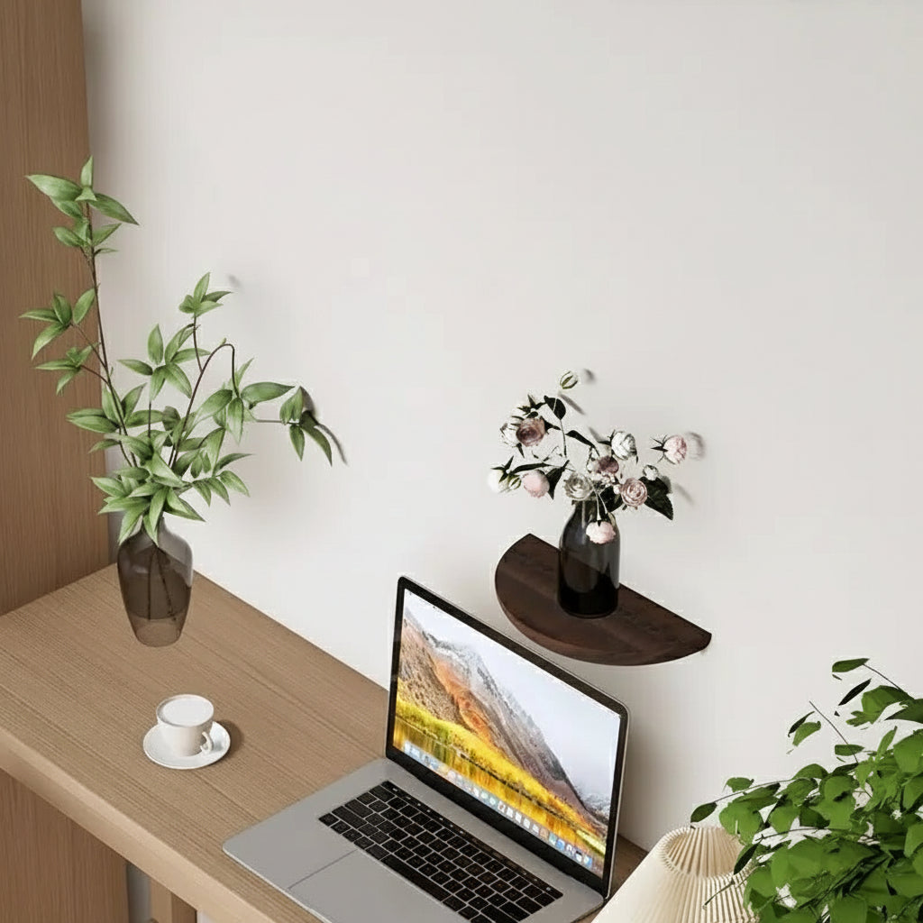 Half-Round Wooden Floating Wall Shelf