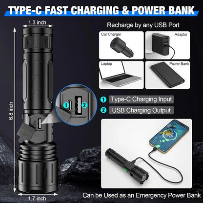 Rechargeable LED Flashlight with Multiple Light Modes