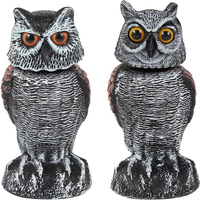Owl Decoy with Wind Activated Rotating Head, Set of 2