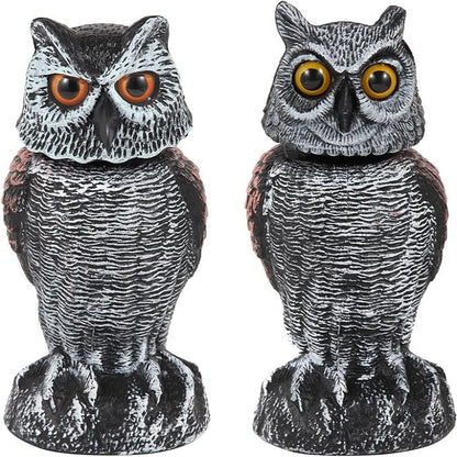 Owl Decoy with Wind Activated Rotating Head, Set of 2