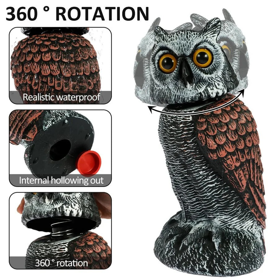 Owl Decoy with Wind Activated Rotating Head, Set of 2