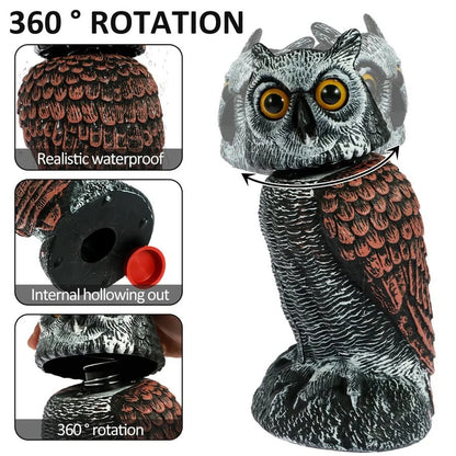 Owl Decoy with Wind Activated Rotating Head, Set of 2