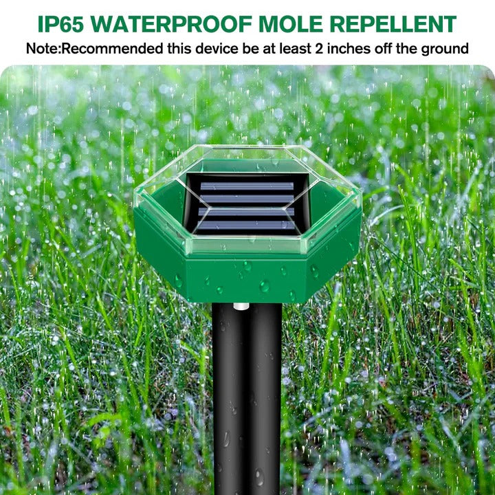 Solar Powered Ultrasonic Mole Deterrent Device, Set of 4