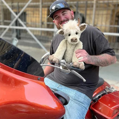 Highland Cow Plush with Floral Accent