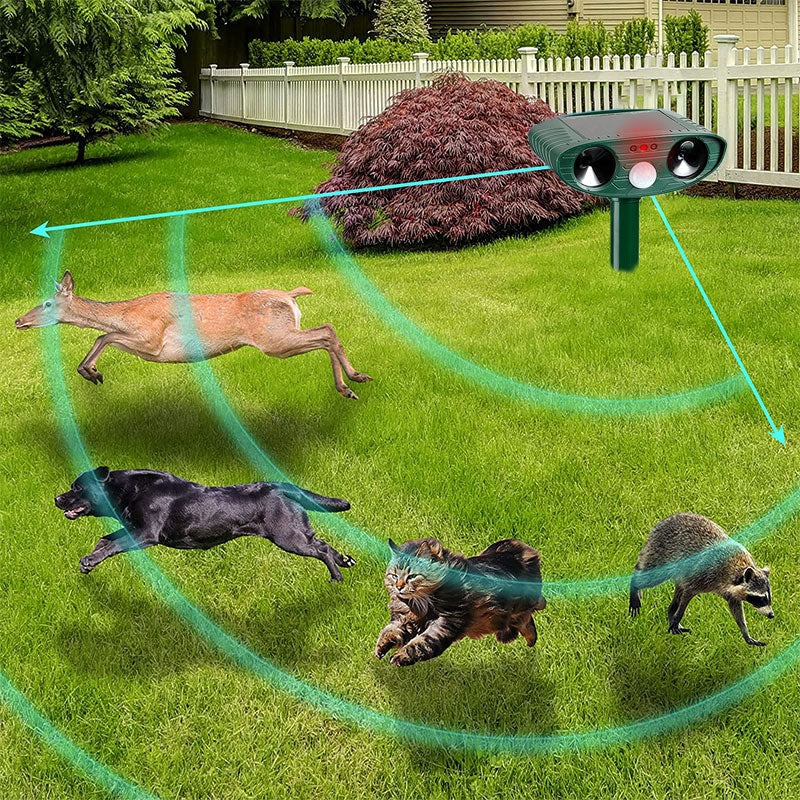 Solar Outdoor Ultrasonic Armadillo Deterrent Device, Motion Activated