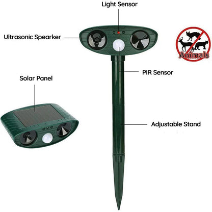 Solar Outdoor Ultrasonic Armadillo Deterrent Device, Motion Activated