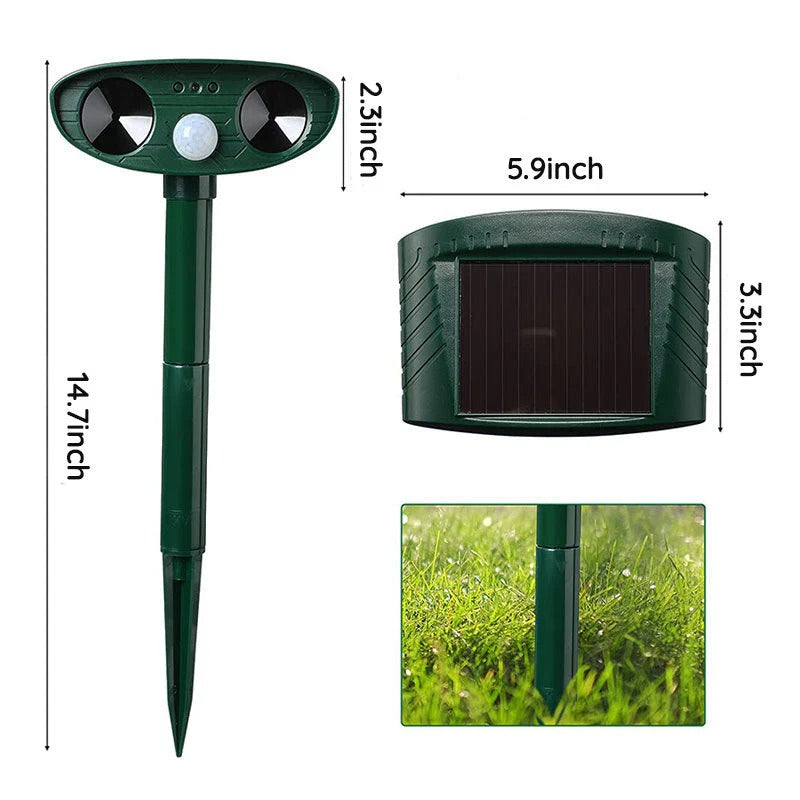 Solar Outdoor Ultrasonic Armadillo Deterrent Device, Motion Activated