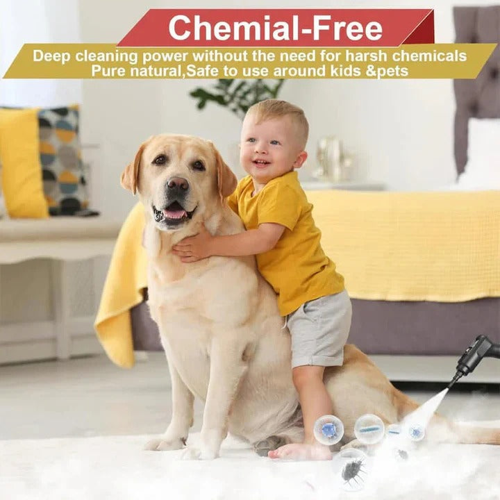 Steam Cleaning Device with Nozzles and Heat Resistant Gloves