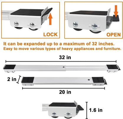Adjustable Appliance Roller Platform with Wheeled Base