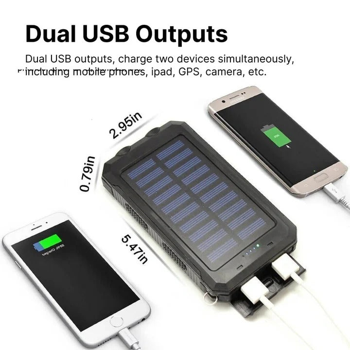 Portable Solar Power Bank With Dual USB Outputs