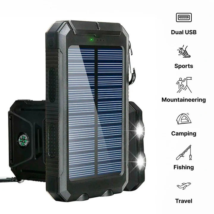 Portable Solar Power Bank With Dual USB Outputs