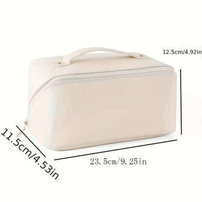 Makeup Organizer Pouch with PU Exterior and Wide Opening Design