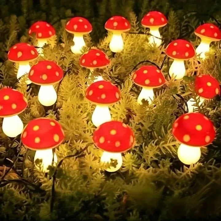 Solar Powered LED Mushroom Garden Lights with Ground Stakes