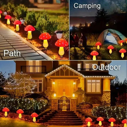 Solar Powered LED Mushroom Garden Lights with Ground Stakes