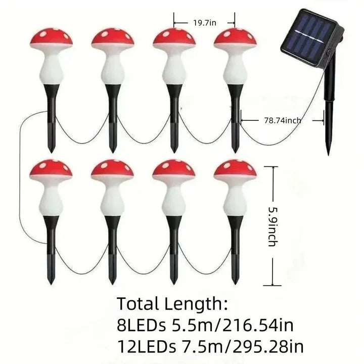 Solar Powered LED Mushroom Garden Lights with Ground Stakes