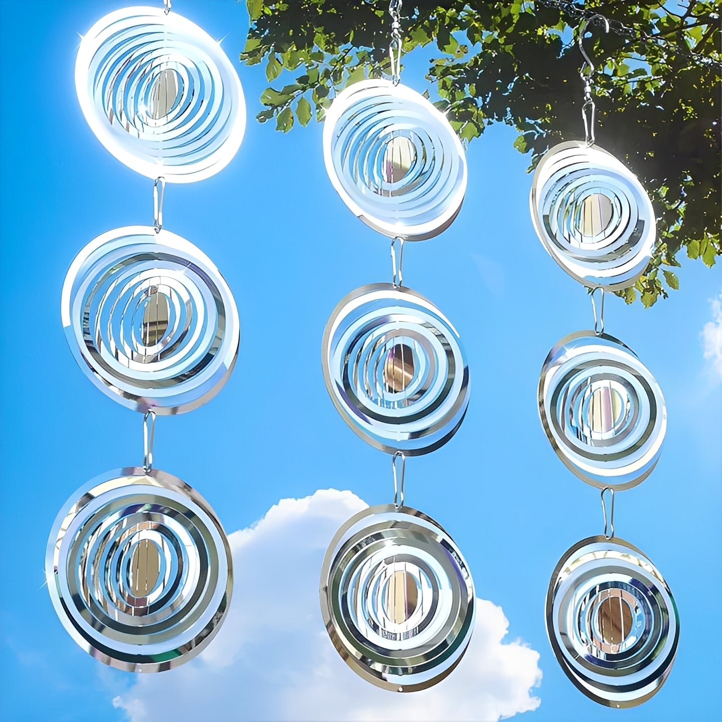 Visual Bird Deterrent Device with Reflective Hanging Design, Set of 3