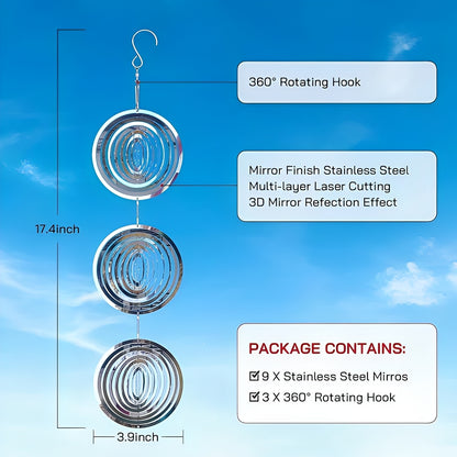 Visual Bird Deterrent Device with Reflective Hanging Design, Set of 3