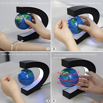 Levitating Globe with Built-In LED Light, Desk Decoration