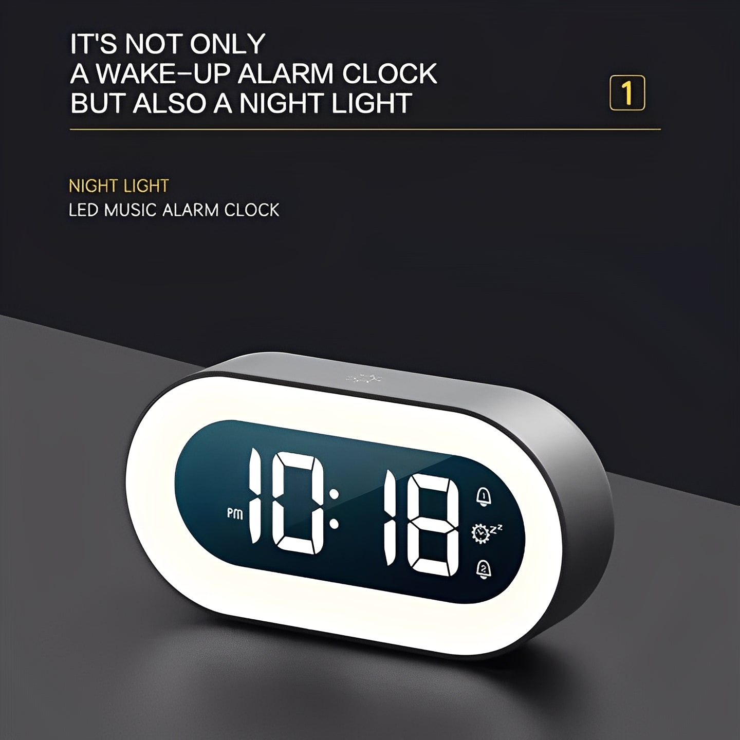 Digital Alarm Clock with Dimmable LED Light and USB-C Charging