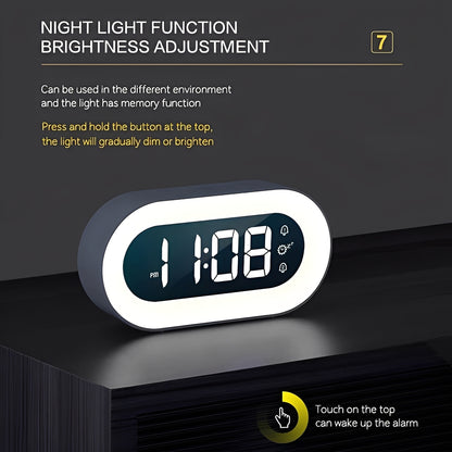Digital Alarm Clock with Dimmable LED Light and USB-C Charging