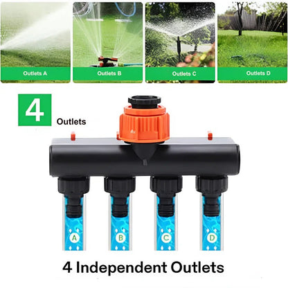 Water Hose Splitter for Garden with Four Ports