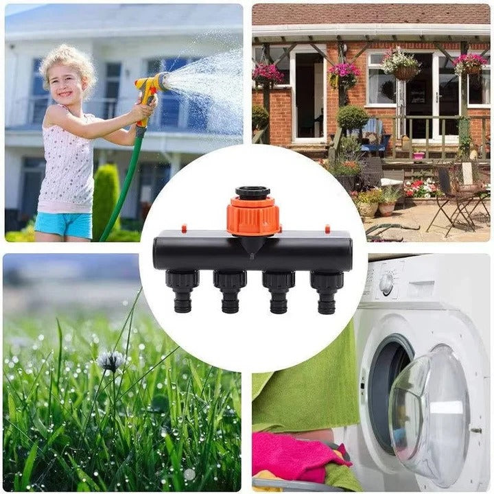 Water Hose Splitter for Garden with Four Ports