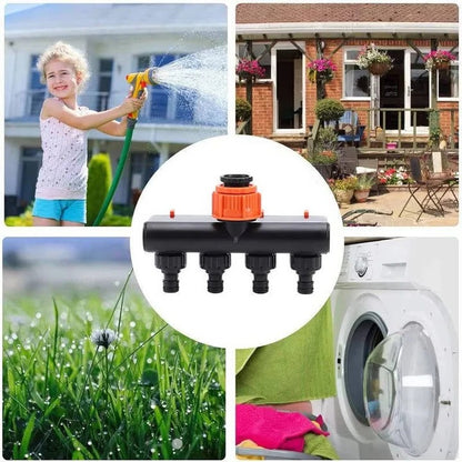 Water Hose Splitter for Garden with Four Ports