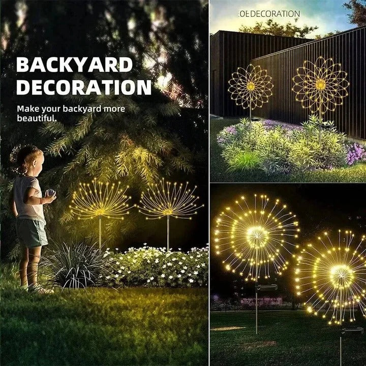 Firework Style Solar Garden Lights with Bendable Wire LED Strands