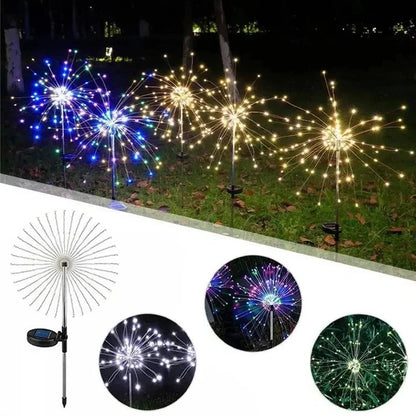 Firework Style Solar Garden Lights with Bendable Wire LED Strands