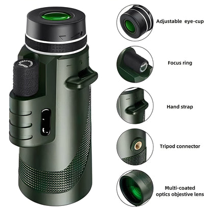 Portable Monocular Telescope with Zoom Adjustment for Viewing