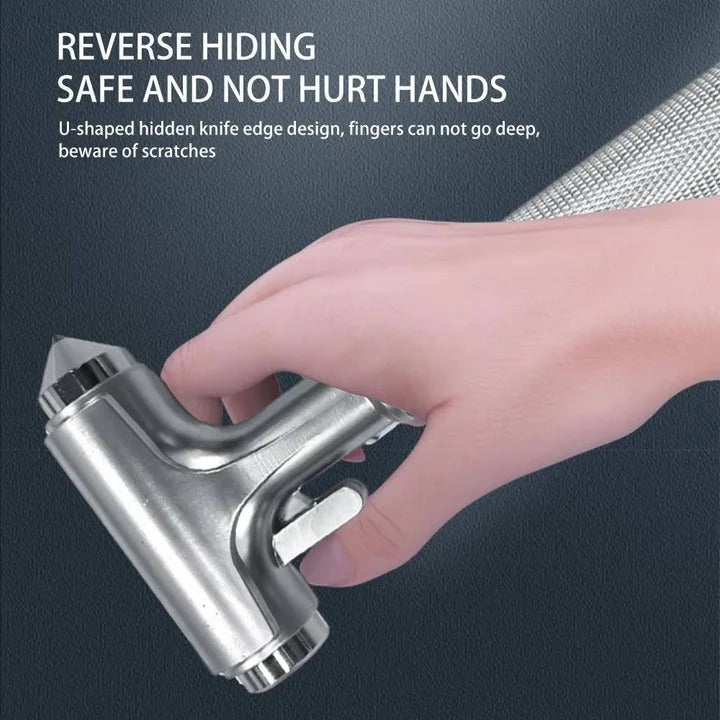 Car Safety Hammer with Tungsten Steel Tip and Seatbelt Cutter, Set of 3