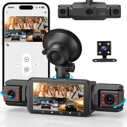 Front and Rear Dash Cam with Four Cameras and WiFi Connectivity