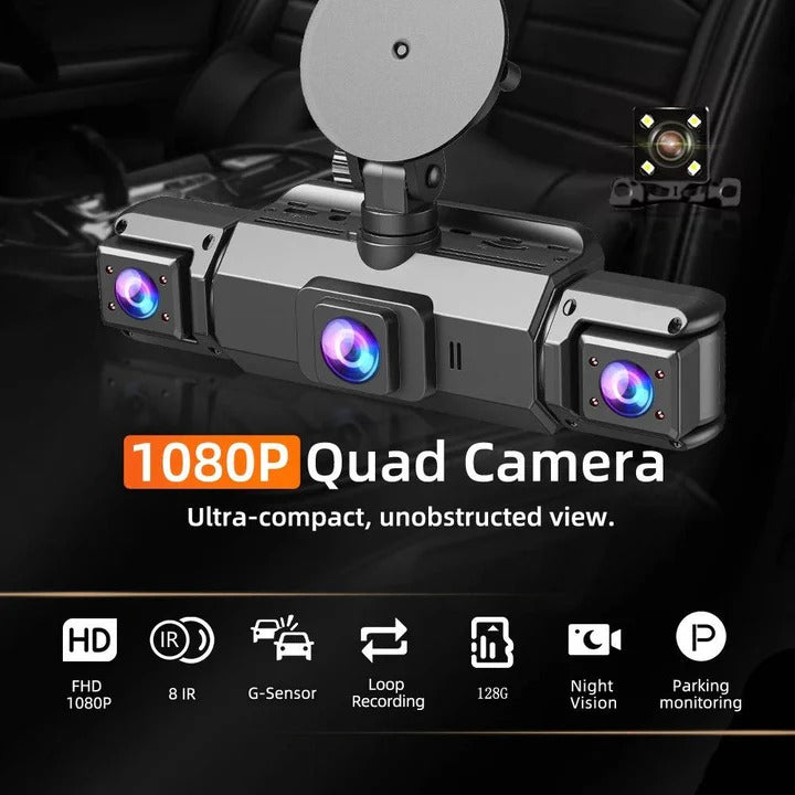 Front and Rear Dash Cam with Four Cameras and WiFi Connectivity
