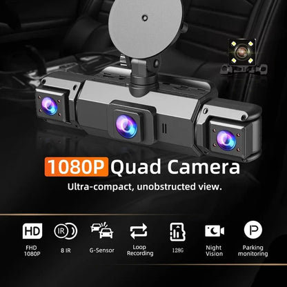 Front and Rear Dash Cam with Four Cameras and WiFi Connectivity
