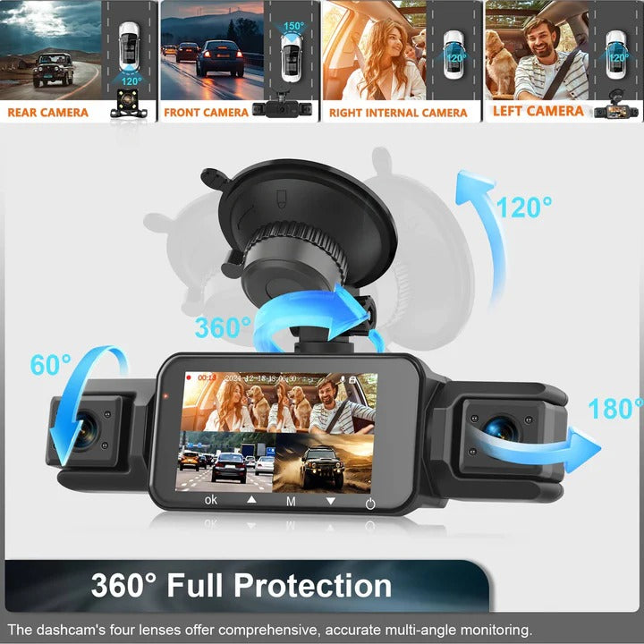 Front and Rear Dash Cam with Four Cameras and WiFi Connectivity